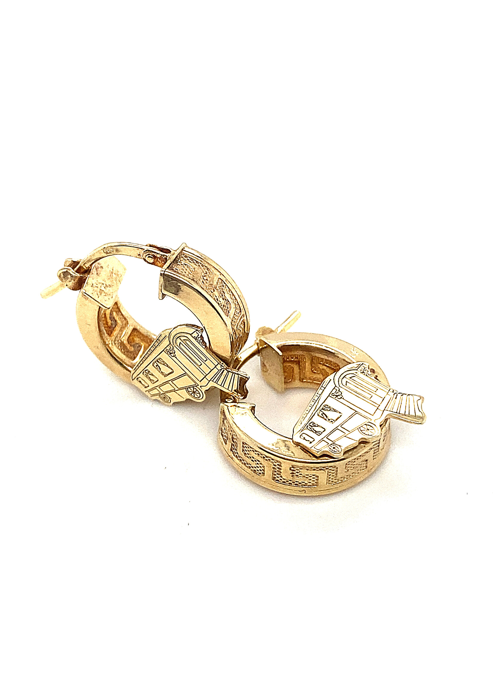 Cataleya jewels Geelgouden creolen woonwagen  patroon klein