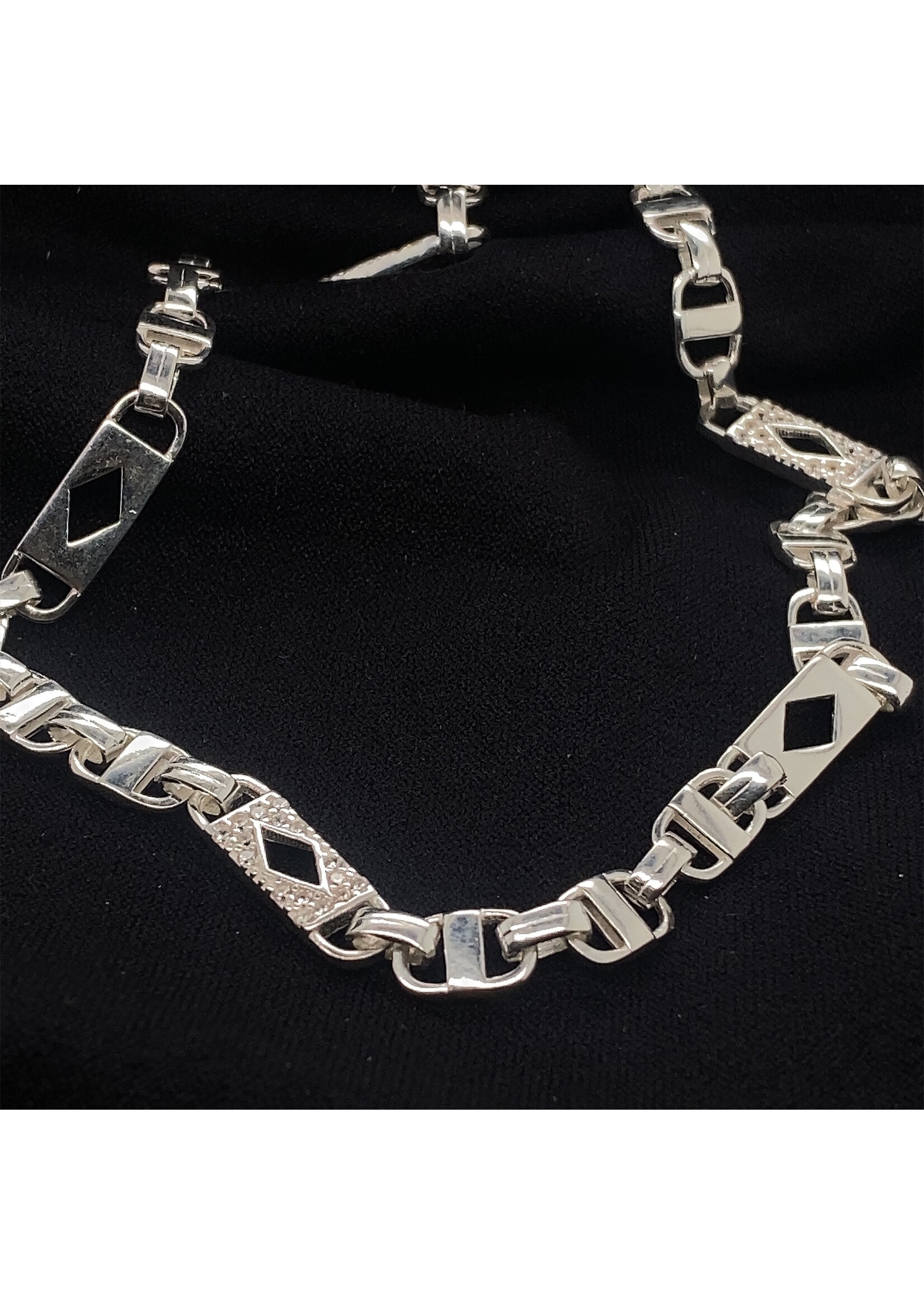 Cataleya jewels Zilveren schakelcollier met Zirkonia 70cm