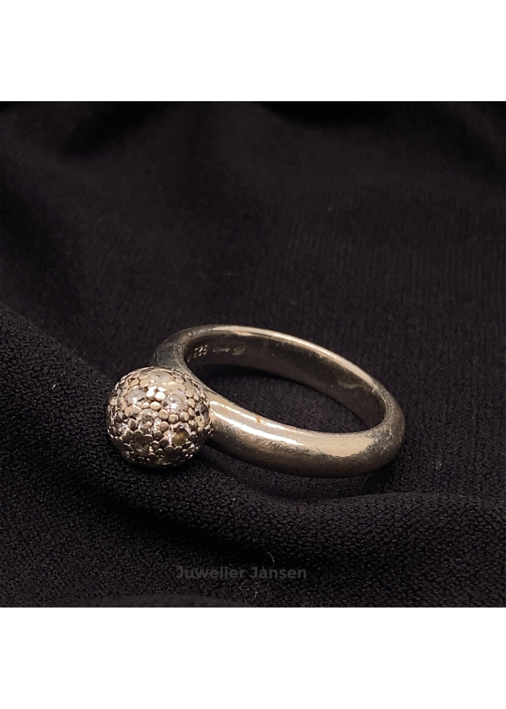 Vintage & Occasion Occasion zilveren Ti Sento ring met bol zirkonia 10,5mm