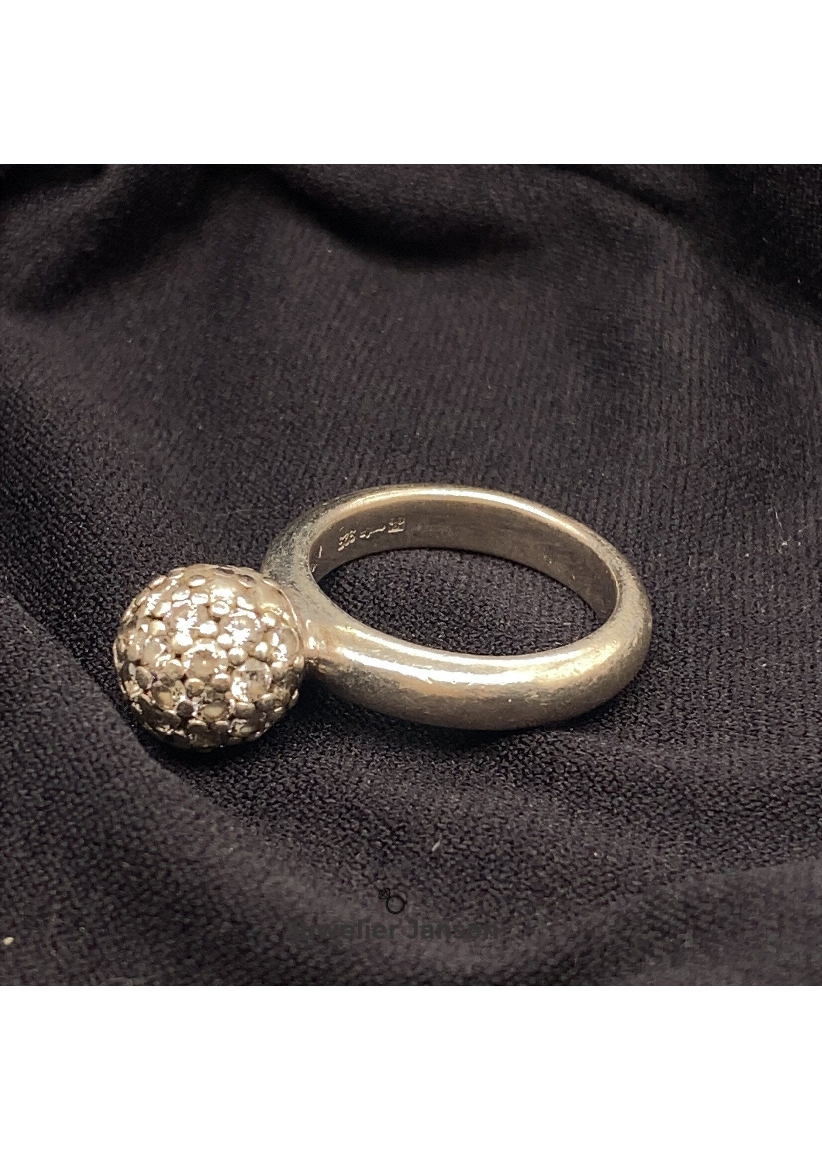 Vintage & Occasion Occasion zilveren Ti Sento ring met bol zirkonia 10,5mm