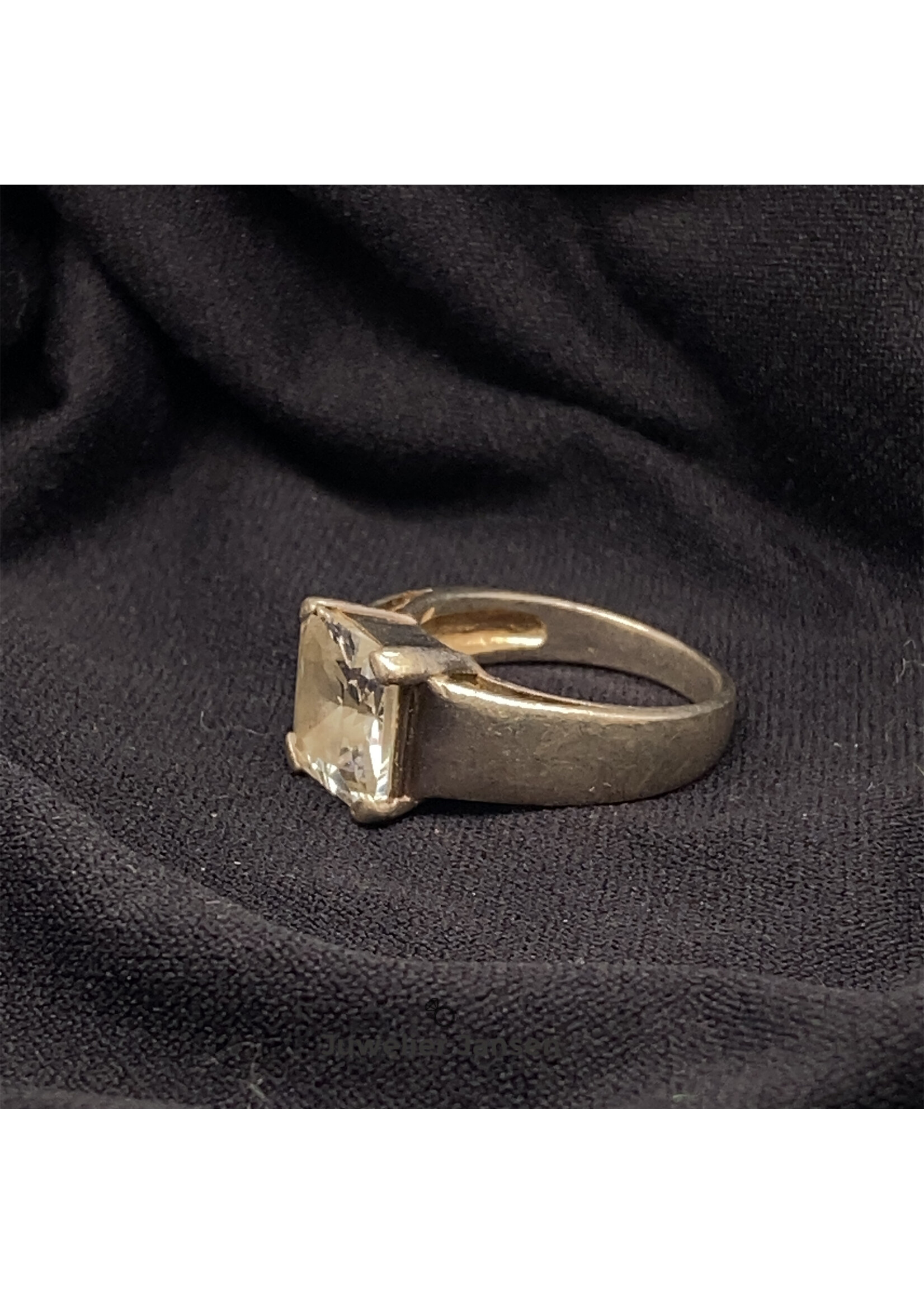 Vintage & Occasion Occasion zilveren ring met vierkante zirkonia