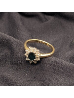 Vintage & Occasion Geelgouden ring met saffier en briljant 0.20ct
