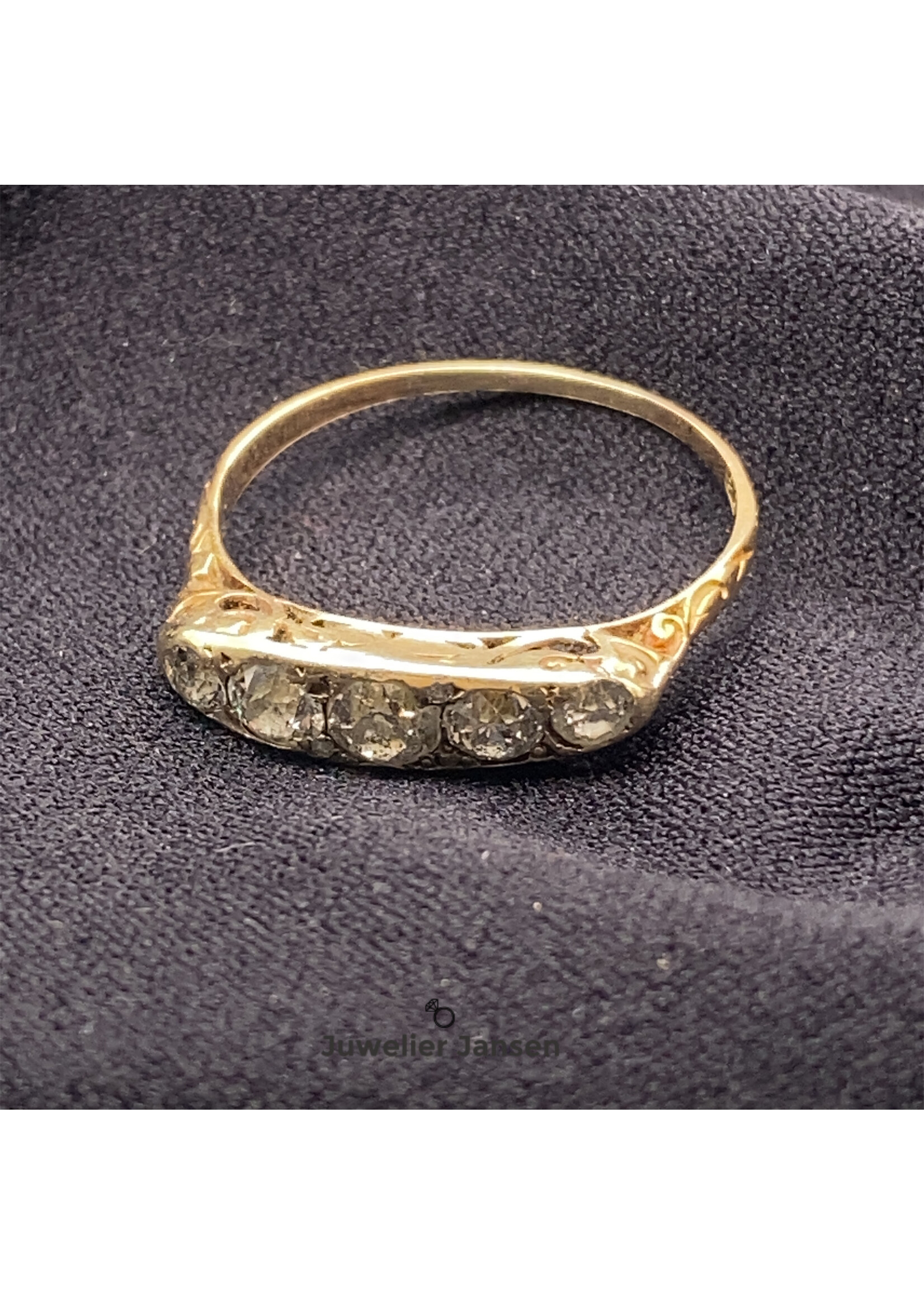 Vintage & Occasion Occasion geelgouden vintage ring met diamant