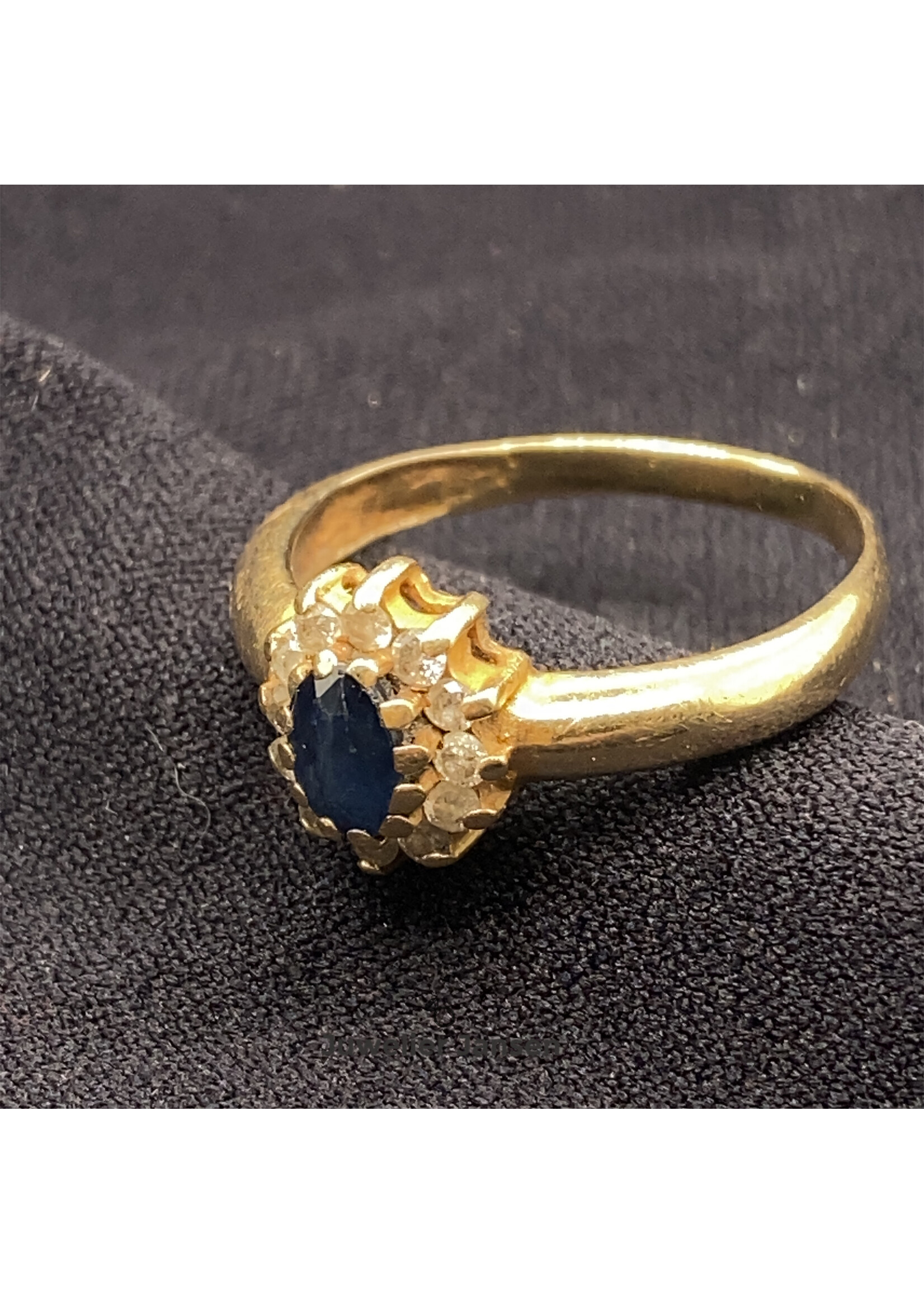 Vintage & Occasion Gouden occasion ring met saffier en briljant