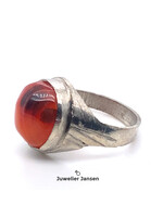 Vintage & Occasion Occasion zilveren ring met gestreepte oranje agaat