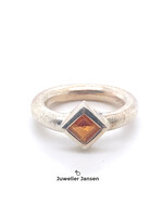 Vintage & Occasion Occasion zilveren massieve ring met citrien