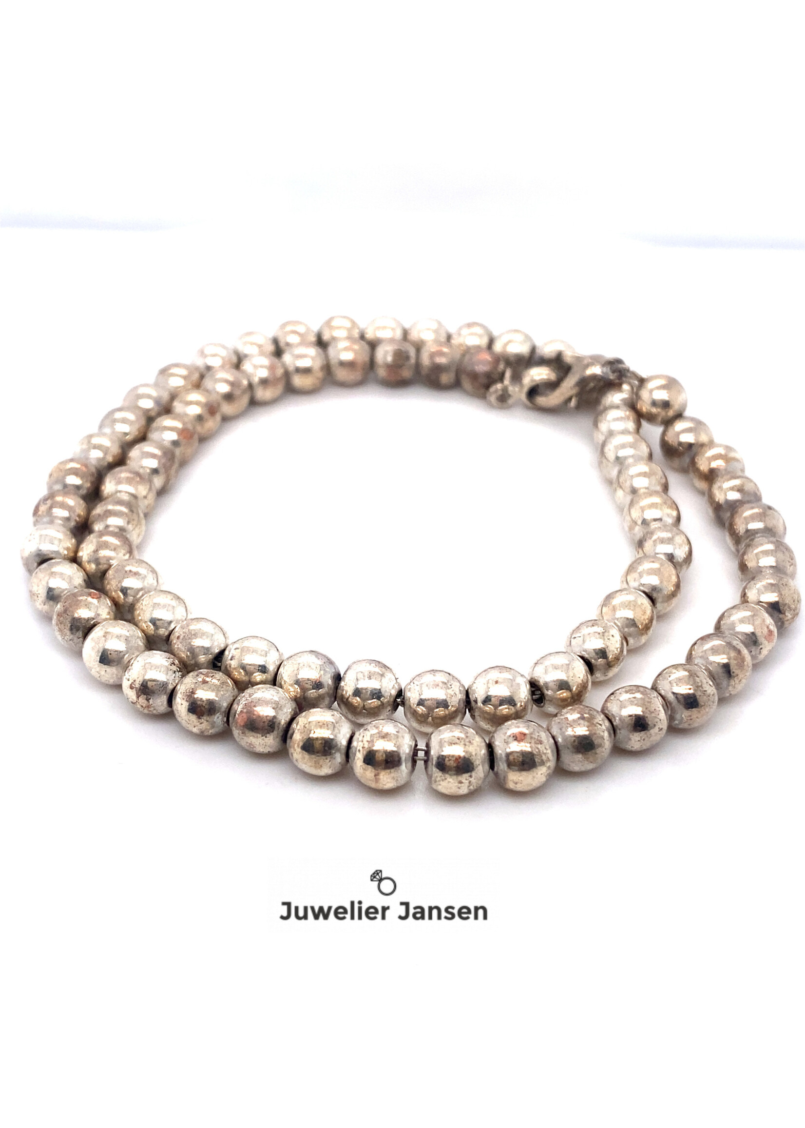 Vintage & Occasion Occasion massief zilveren bolletjesketting 5,5mm 41cm