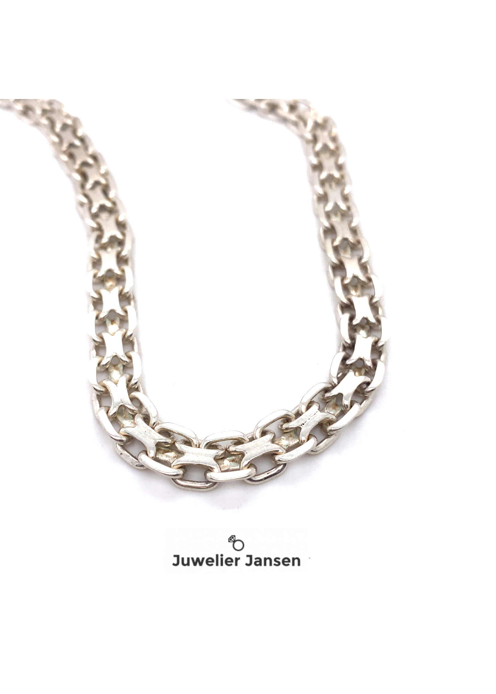 Vintage & Occasion Zilveren schakelcollier 42cm