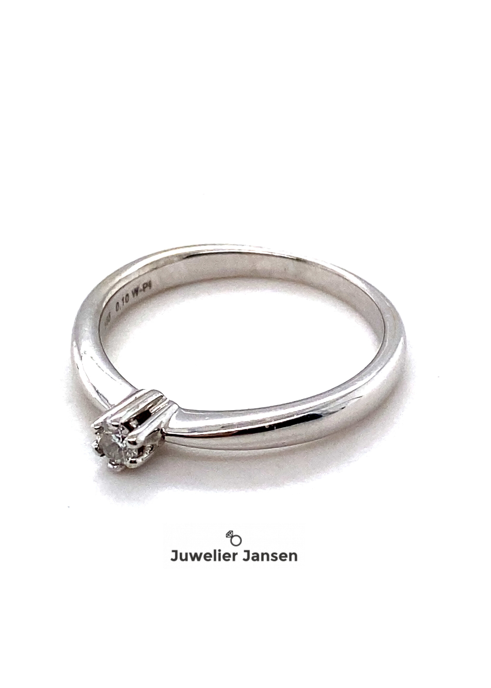 Vintage & Occasion Occasion witgouden solitairring met 0.10ct diamant PI W