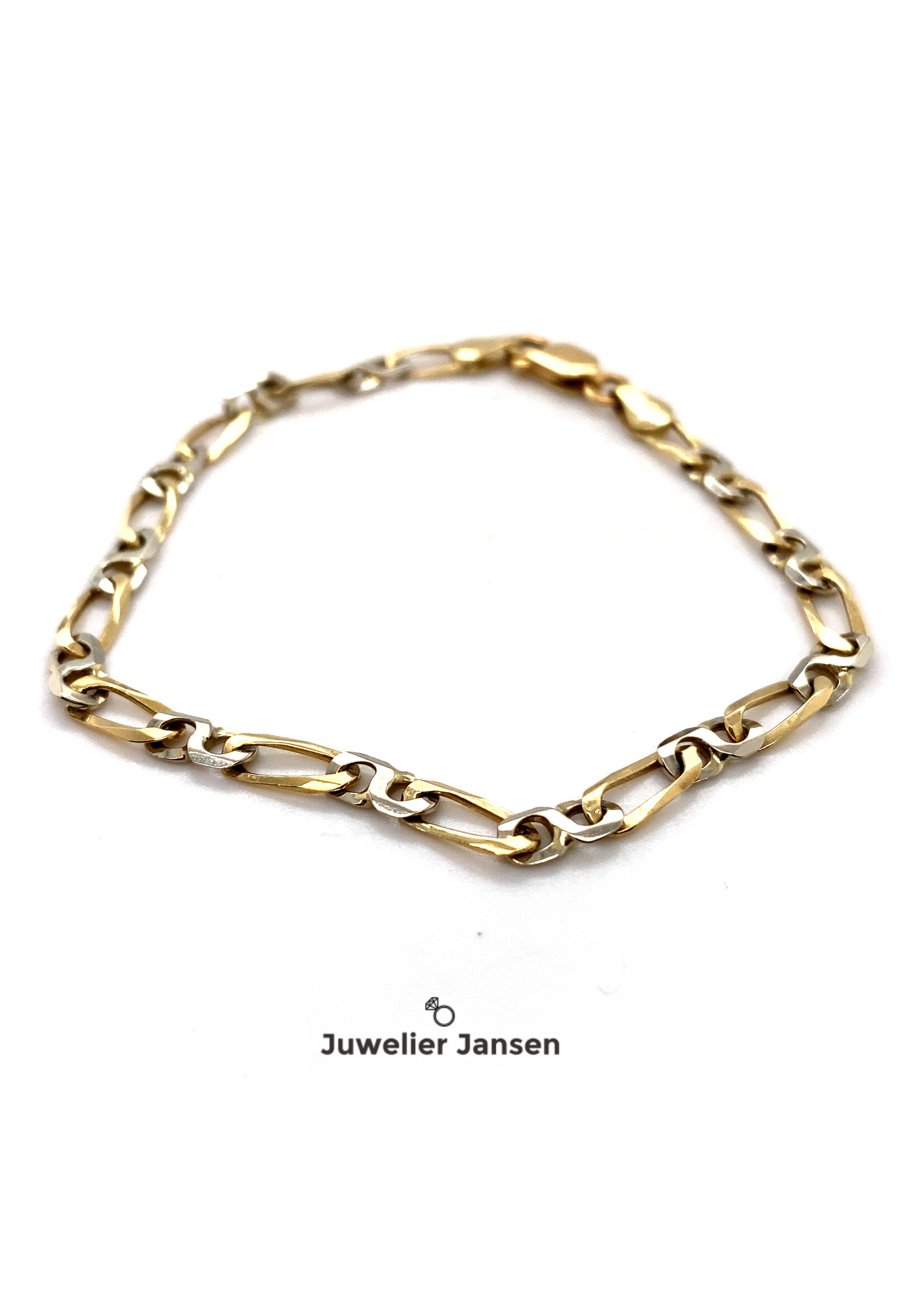 Vintage & Occasion Occasion bicolor gouden armband met figaro schakels