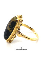 Vintage & Occasion Occasion gouden ring met licht ruwe agaat edelsteen