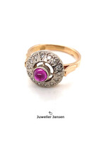 Vintage & Occasion Vintage ring met robijn en diamant