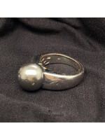 Vintage & Occasion Occasion zilveren Ti Sento ring met parel donkergrijs