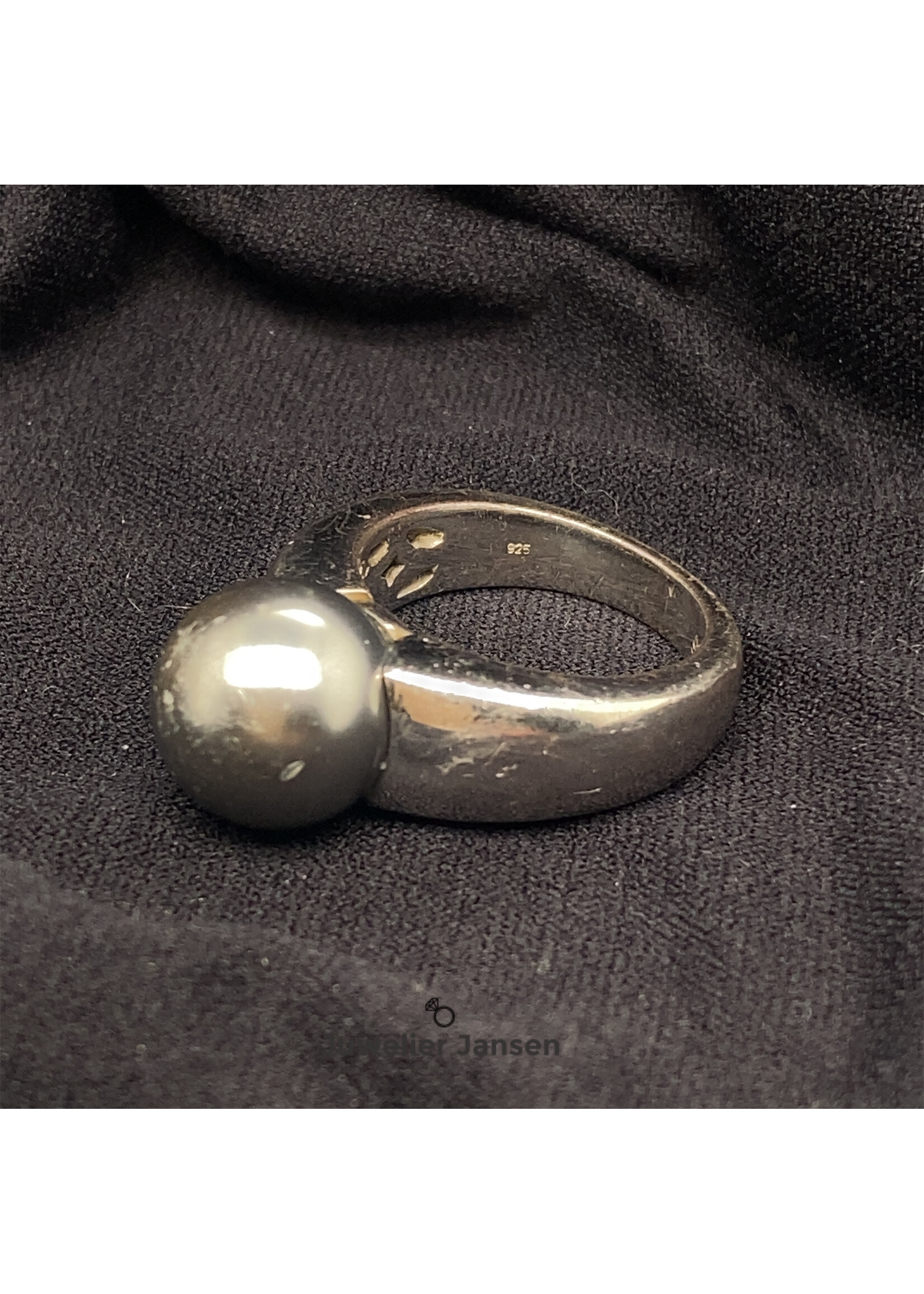 Vintage & Occasion Occasion zilveren Ti Sento ring met parel donkergrijs