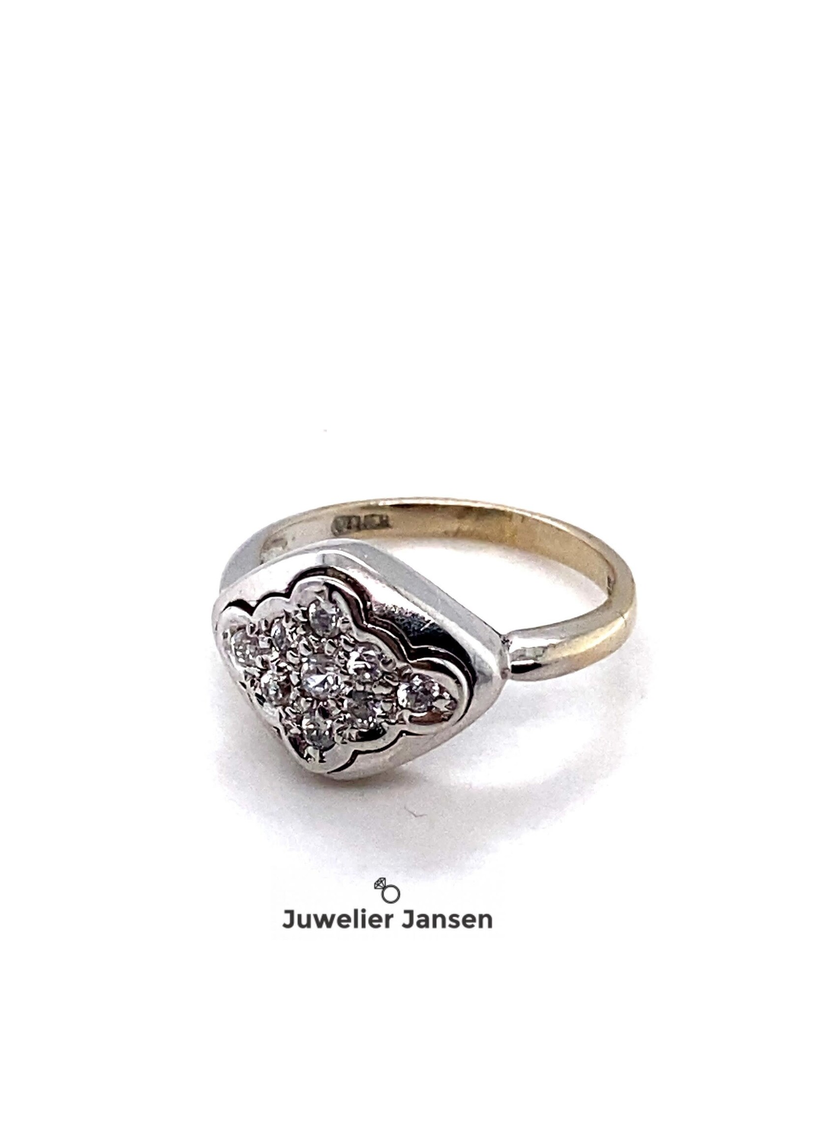 Vintage & Occasion Witgouden ring met 9 briljanten