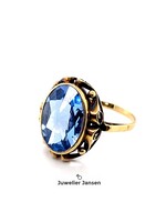 Vintage & Occasion Geelgouden ring met blauwe steen