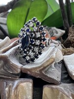 Vintage & Occasion Occasion witgouden ring met diamant en saffier