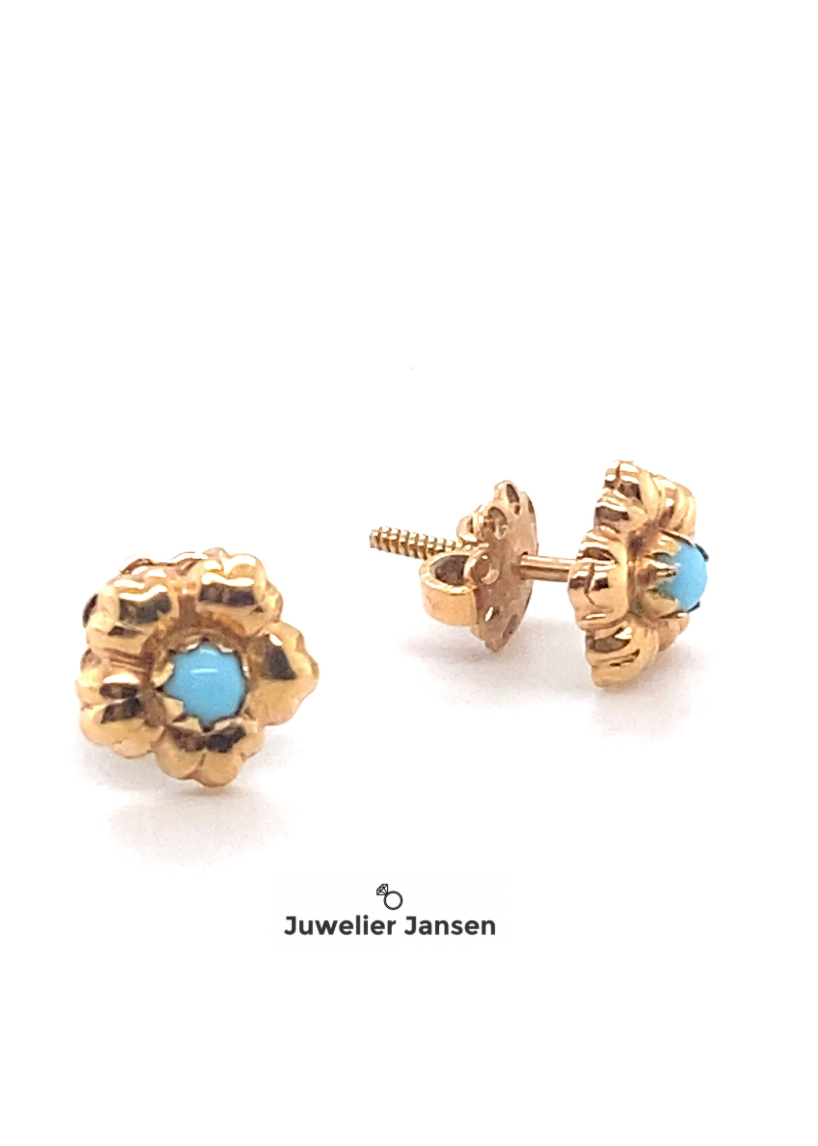 Vintage & Occasion Occasion 14k oorknoppen met turkoois
