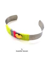 julie dans Juli Dans bracelet bangle neon geel, roze en zilver