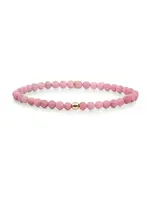 Sparkling Jewels Sparkling armband Pink Rhodonite Saturn small - Gold 4mm - SBG-GEM24-ADD-4MM