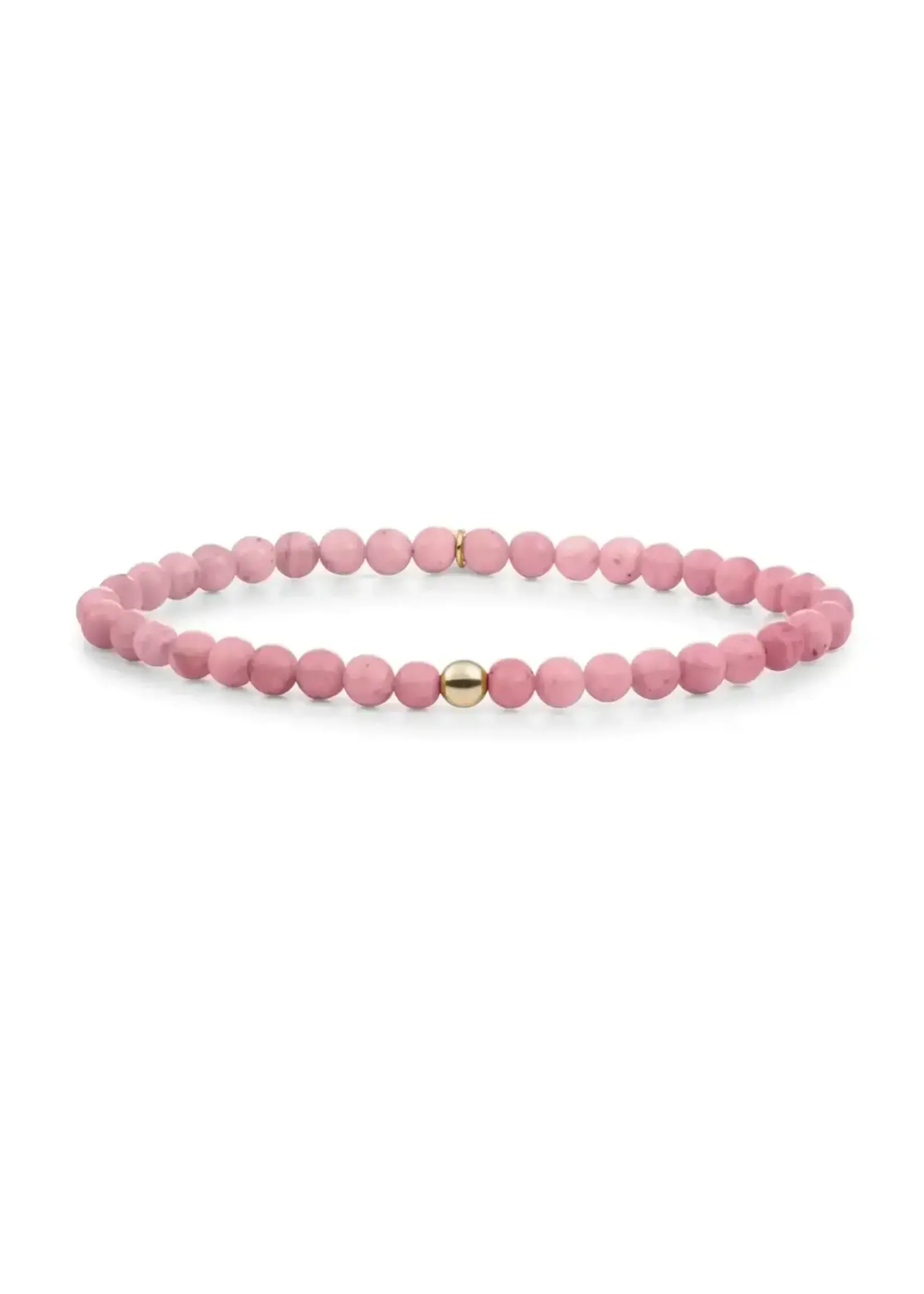 Sparkling Jewels Sparkling armband Pink Rhodonite Saturn small - Gold 4mm - SBG-GEM24-ADD-4MM