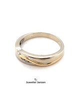 Vintage & Occasion Occasion 14k bicolor ring met 3 briljantjes 0.03ct