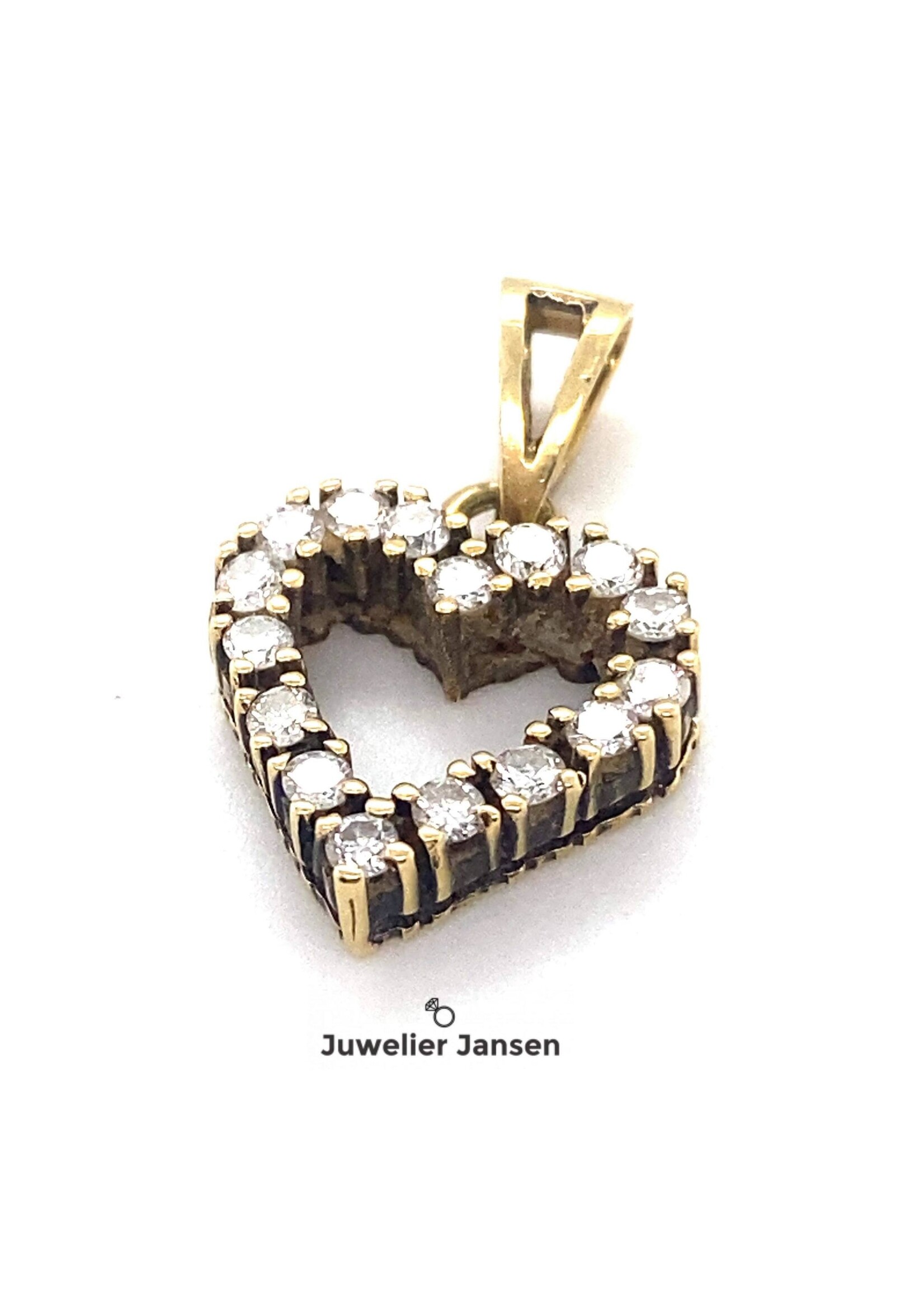 Vintage & Occasion Occasion  14 k gouden hart hanger zirkonia