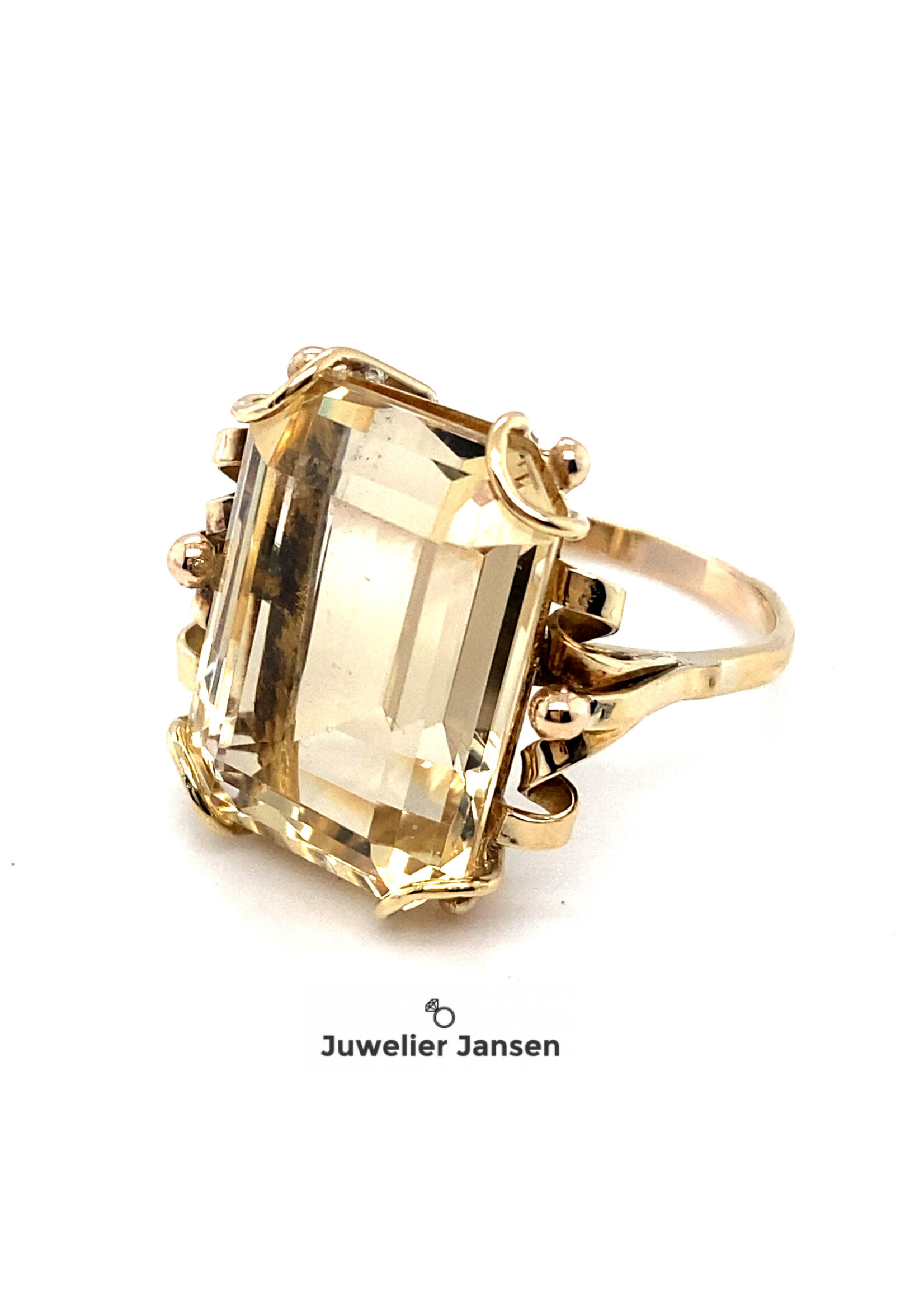 Vintage & Occasion Occasion  14 k ring met citrien in antiek zetting - maat 18