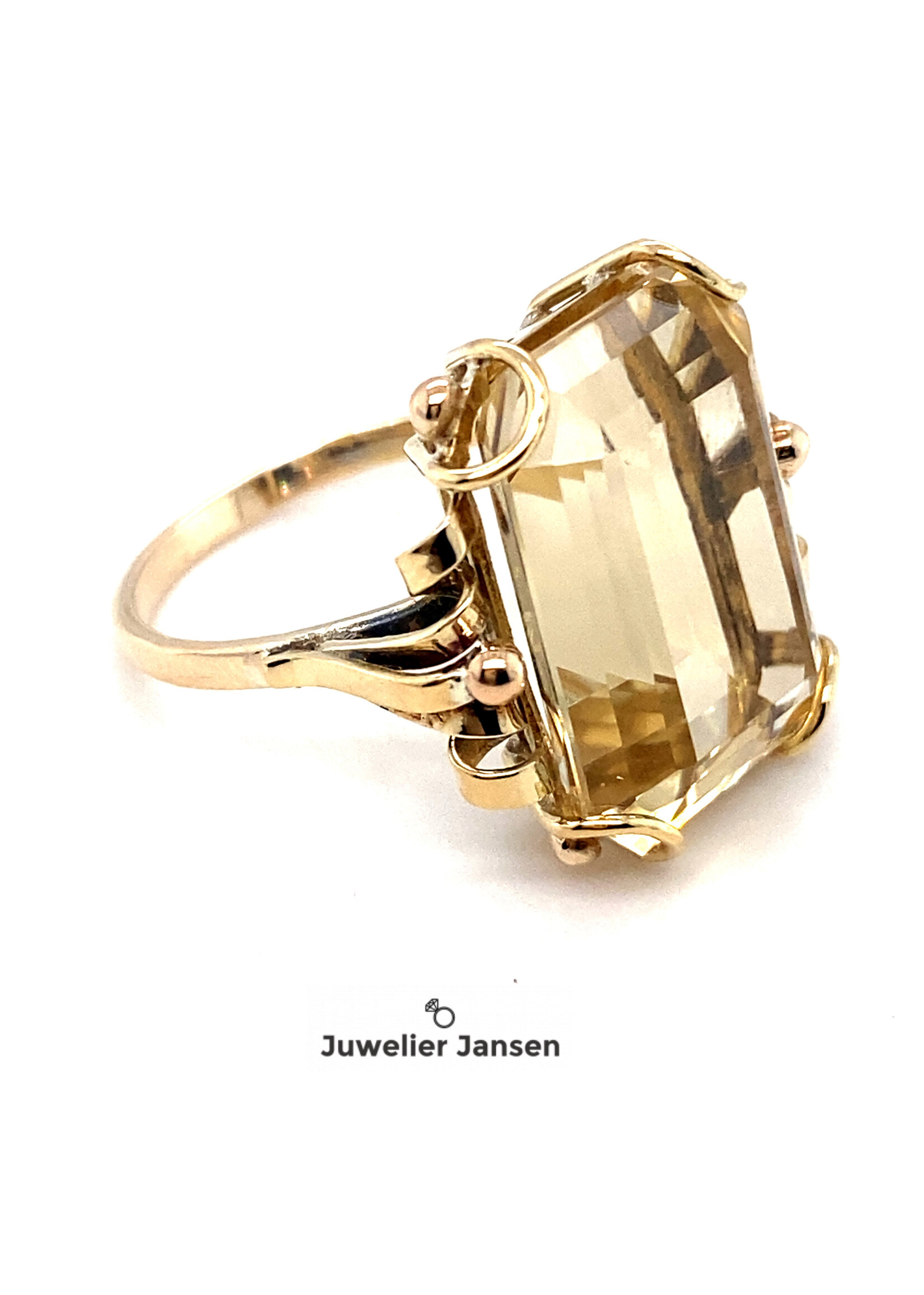 Vintage & Occasion Occasion  14 k ring met citrien in antiek zetting - maat 18