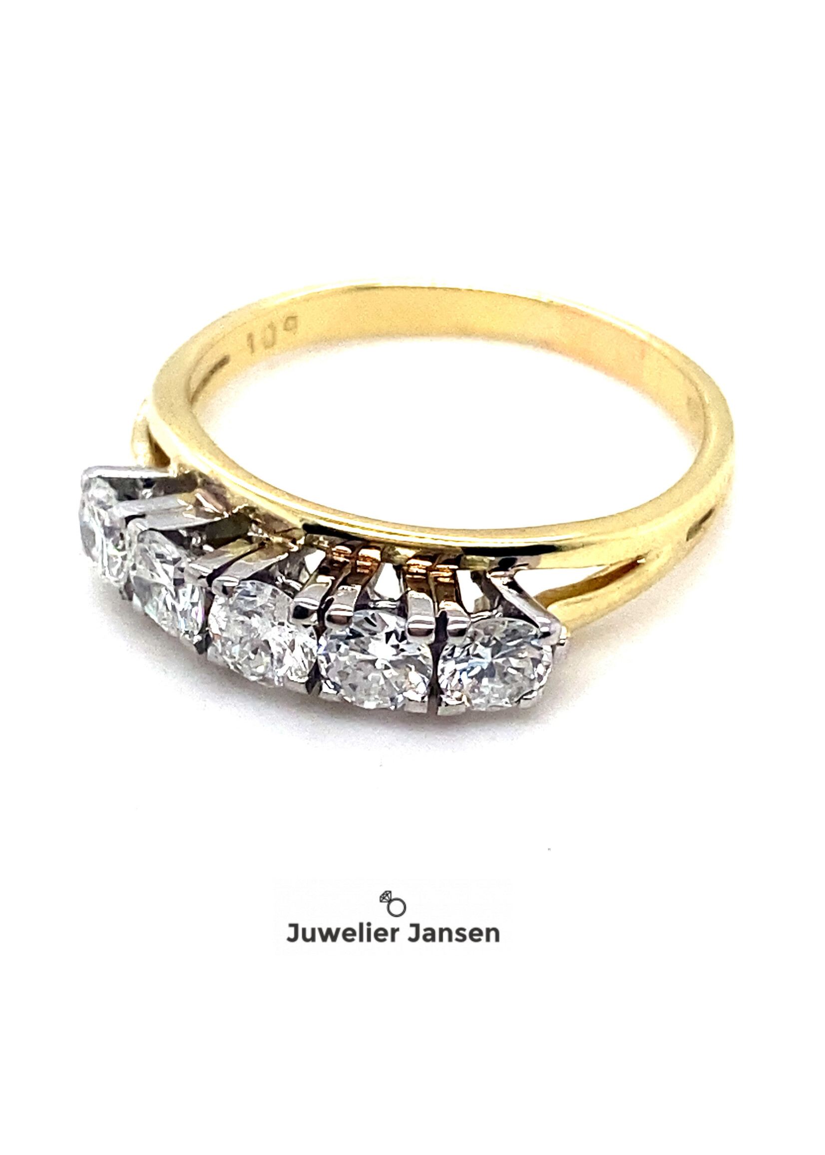 Vintage & Occasion Occasion 18k gouden ring met 5 briljanten 1.09ct