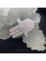 Zilveren hanger hamsa hand pave gezet micro setting