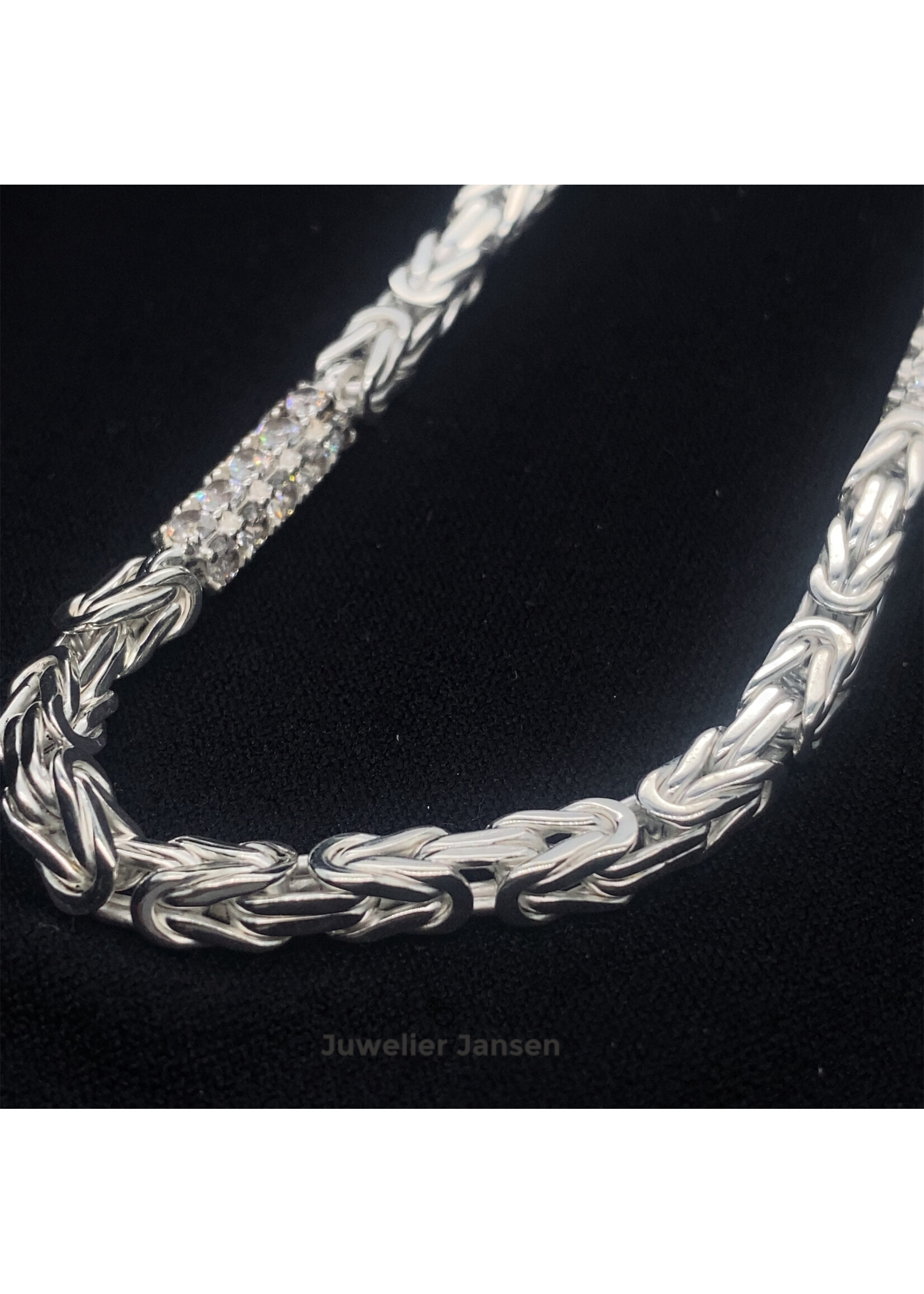 Cataleya jewels Zilveren koningsketting met briljant geslepen Swarovski massief