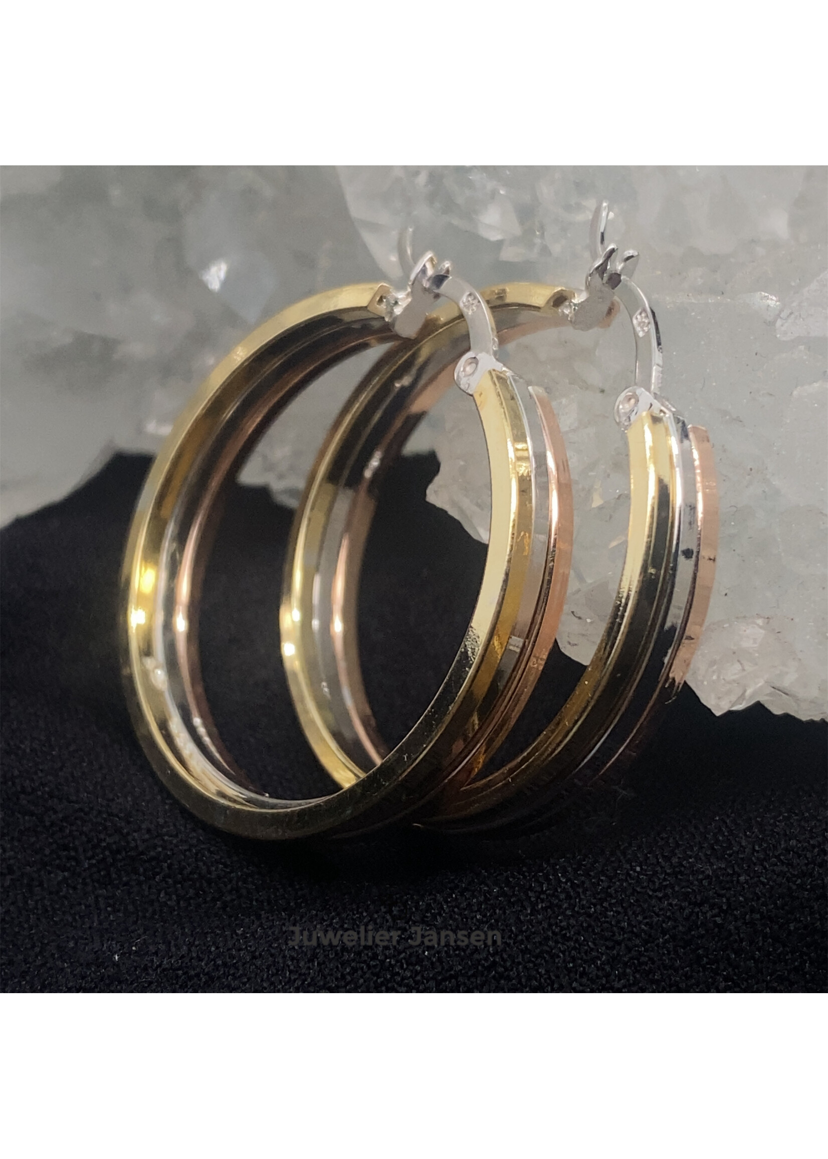Cataleya jewels Zilveren verguld tricolor  oorringen creolen