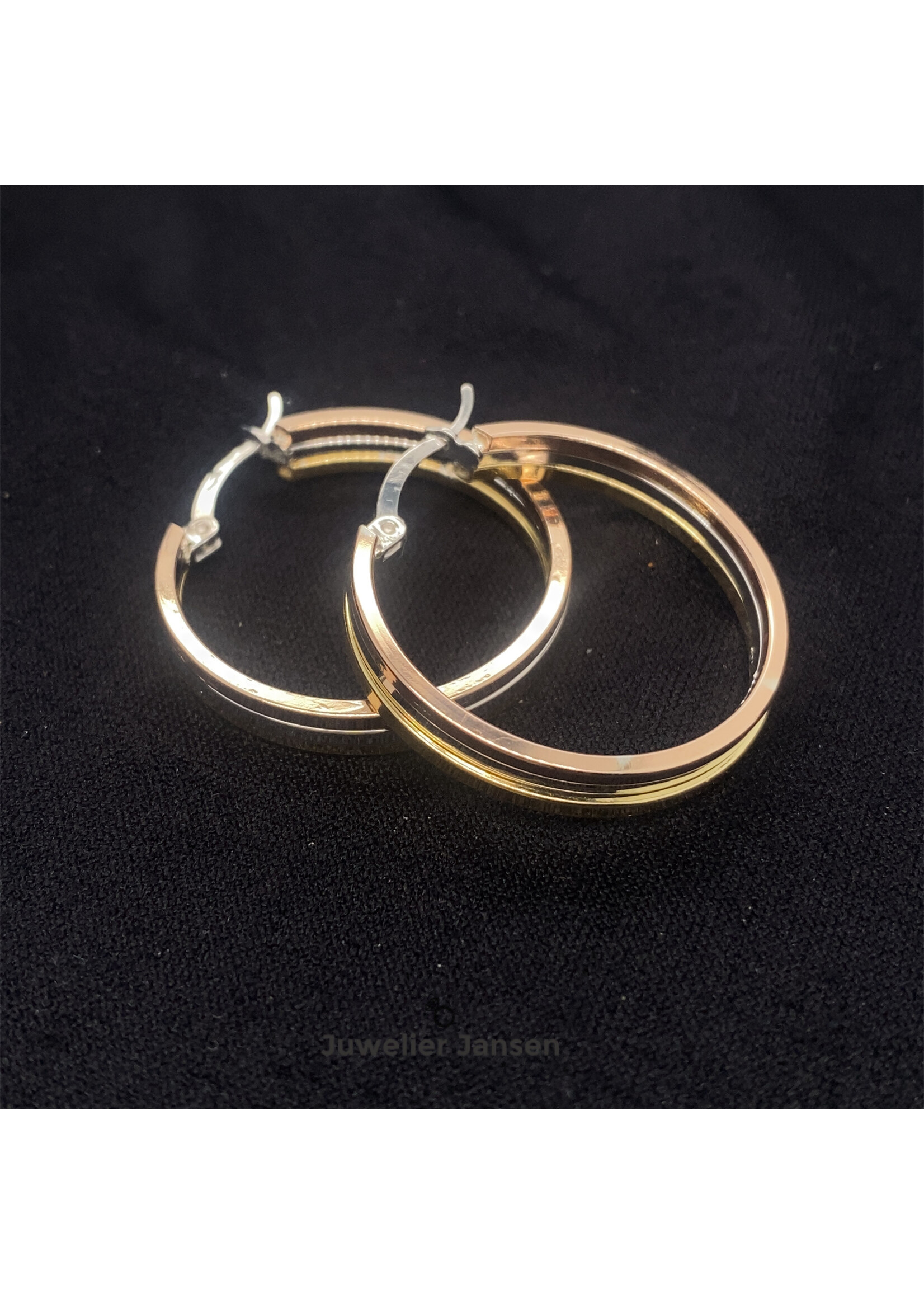 Cataleya jewels Zilveren verguld tricolor  oorringen creolen