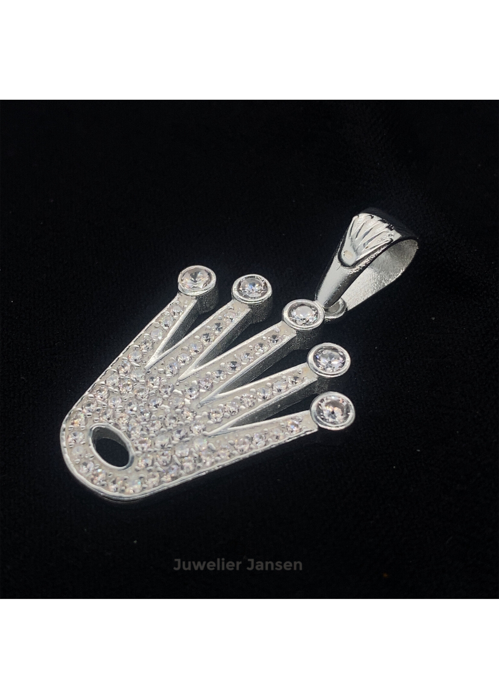 Cataleya jewels Zilveren Rolex hanger ingelegd met briljant geslepen zirkona