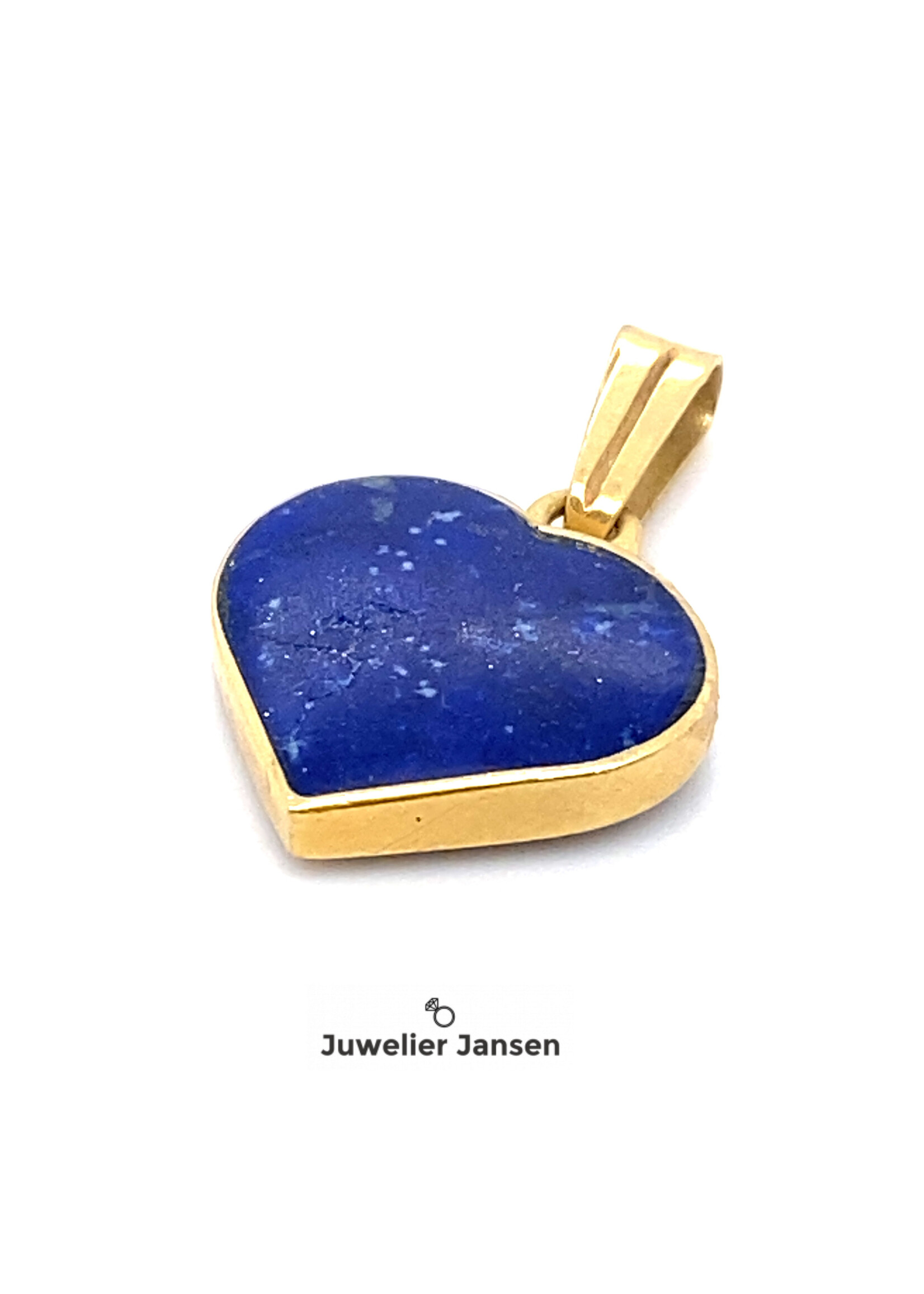 Vintage & Occasion Occasion gouden hanger hartje met agaat en lapis lazuli