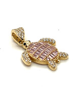 Cataleya jewels Geelgouden 14k  hanger schildpad met roze zirkonia