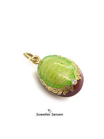 Vintage & Occasion Geelgouden 18 k ei met emaille versier en briljant