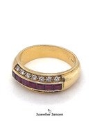 Vintage & Occasion Occasion 18k ring met briljant en robijn - maat 17