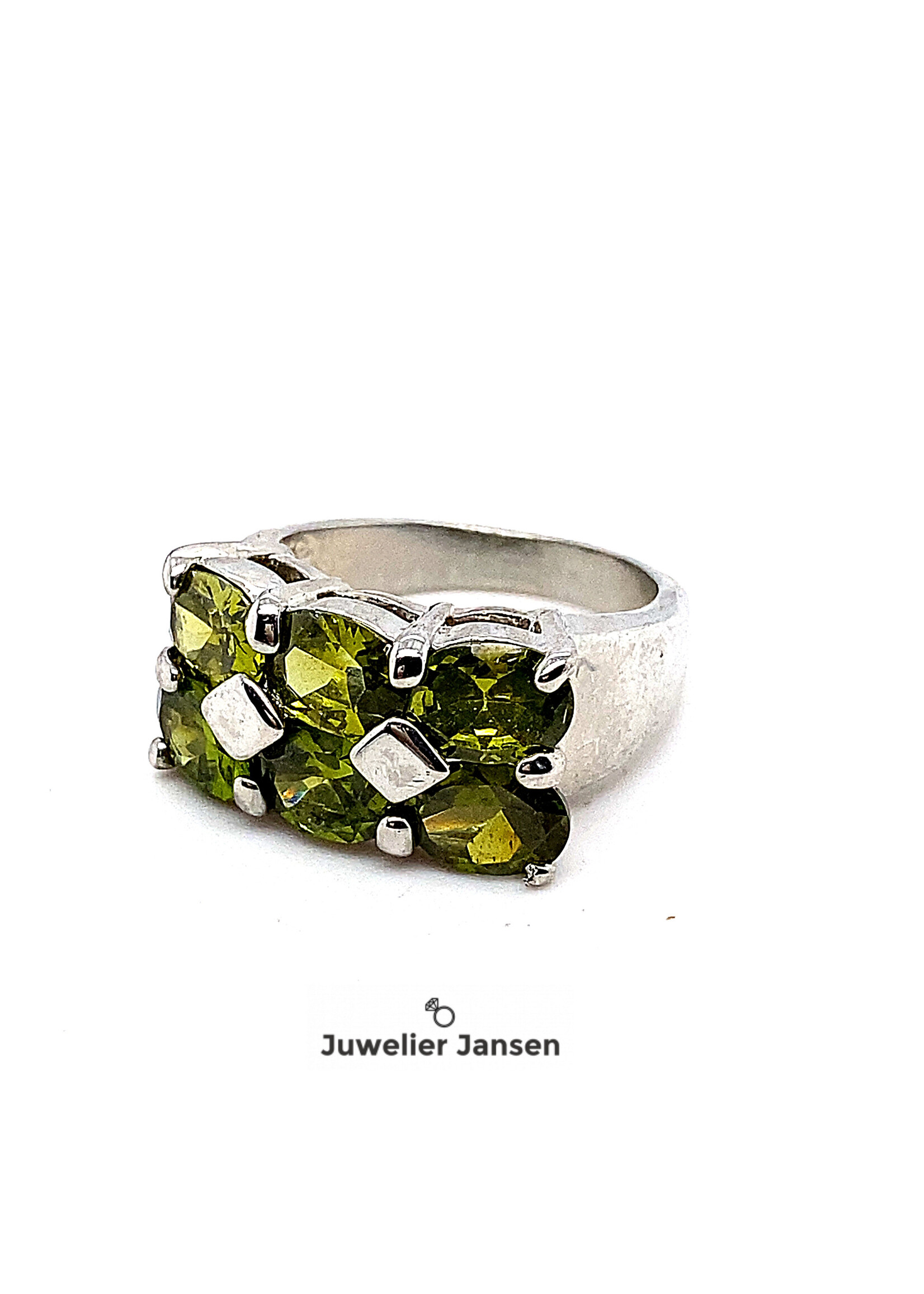 Vintage & Occasion Occasion ring met groene peridoot stenen