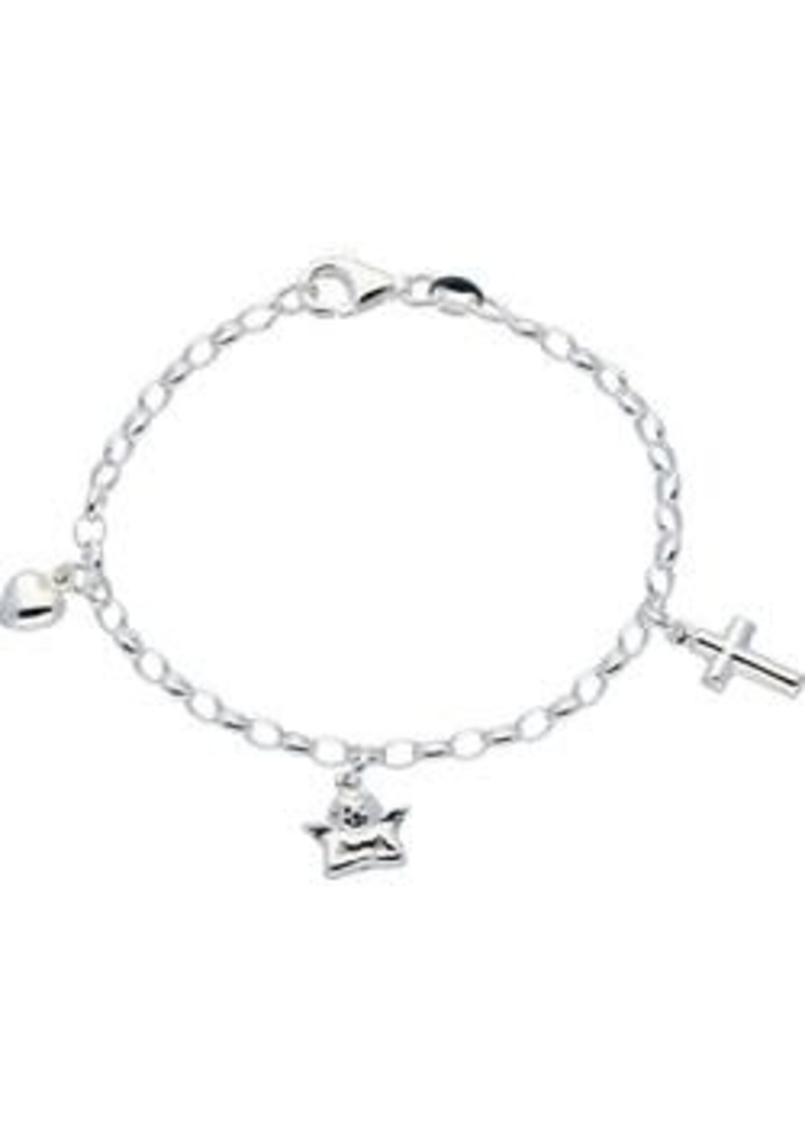 Lilly kindersieraden vlinder dolfijn. hart Armband 10 mm 17,5 + 3 cm - Zilver Gerhodineerd