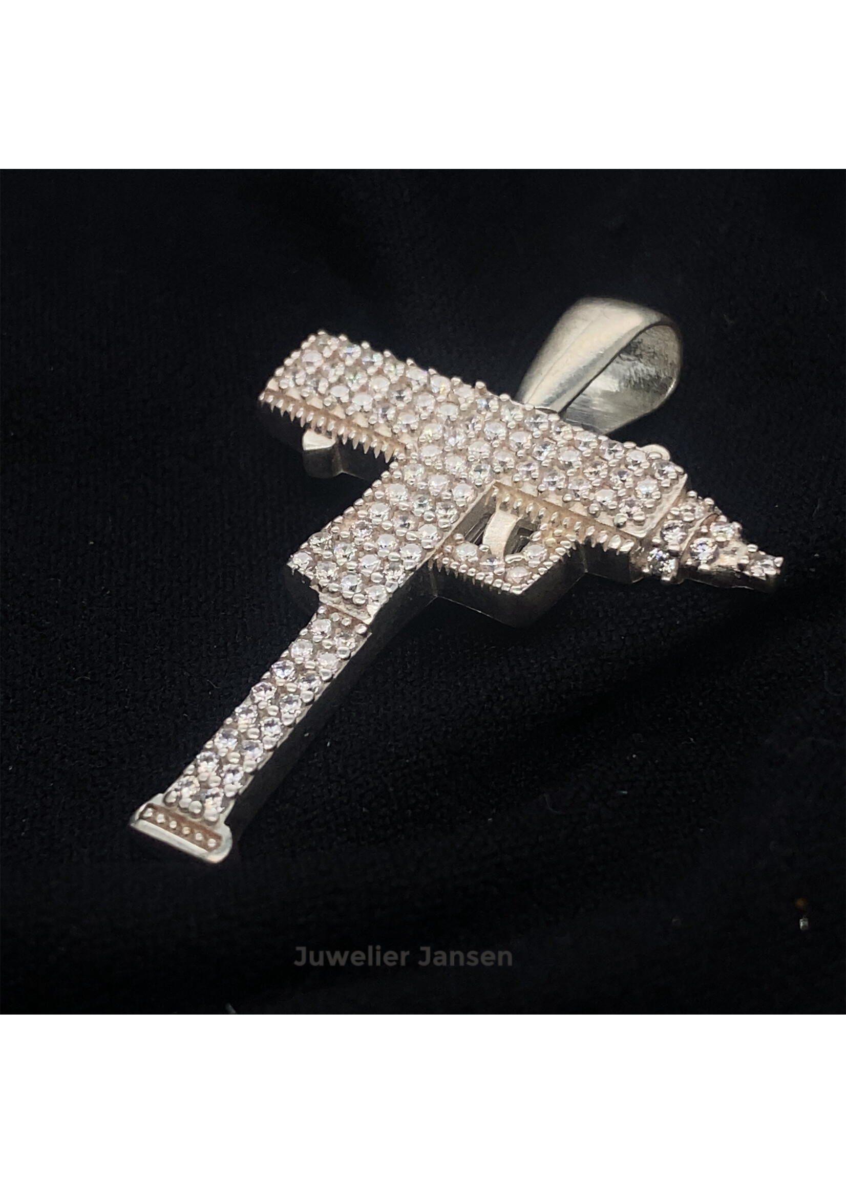 Cataleya jewels Zilveren hanger geweer deels met zirkonia
