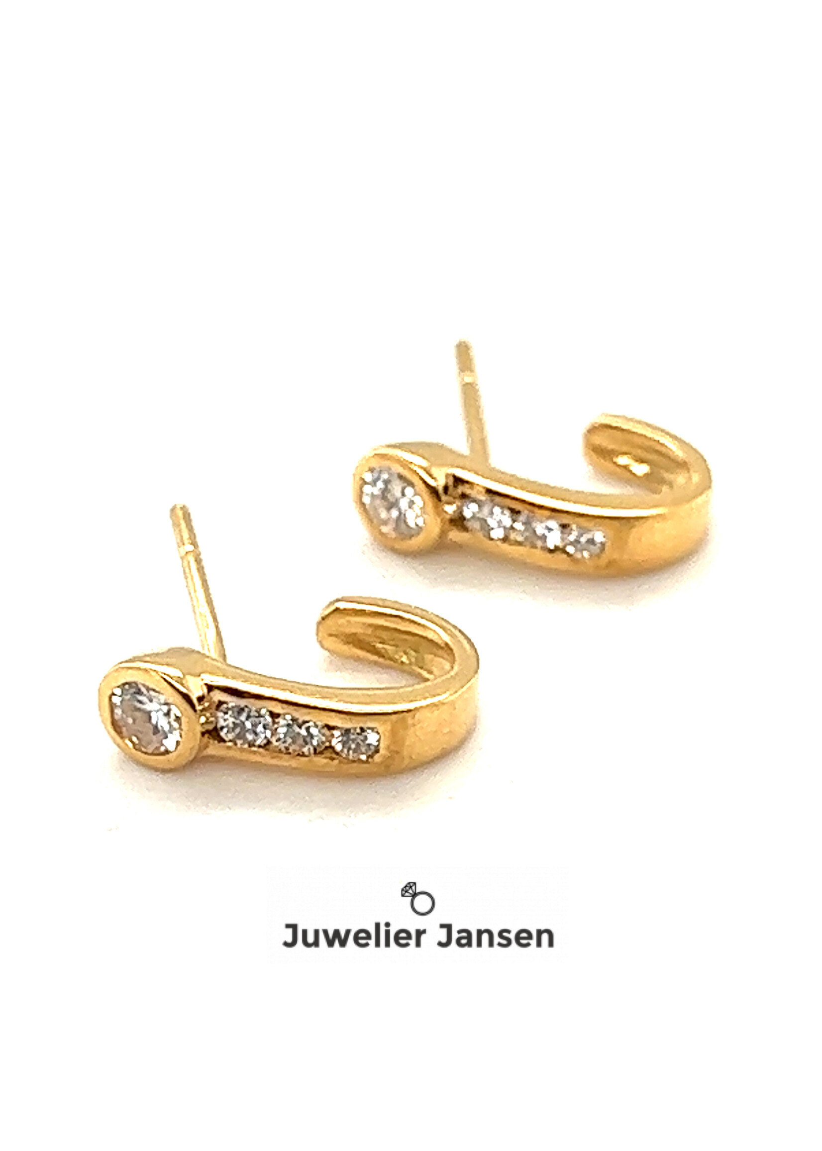 Vintage & Occasion Geelgouden oorstekers met briljant