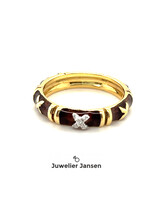 Vintage & Occasion Occasion 18k emaille ring met briljant - maat 17.5