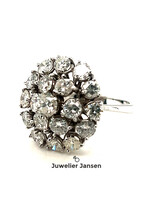 Vintage & Occasion Witgouden 14k  rozet ring met briljant ruim 3 karaat - maat 18.5