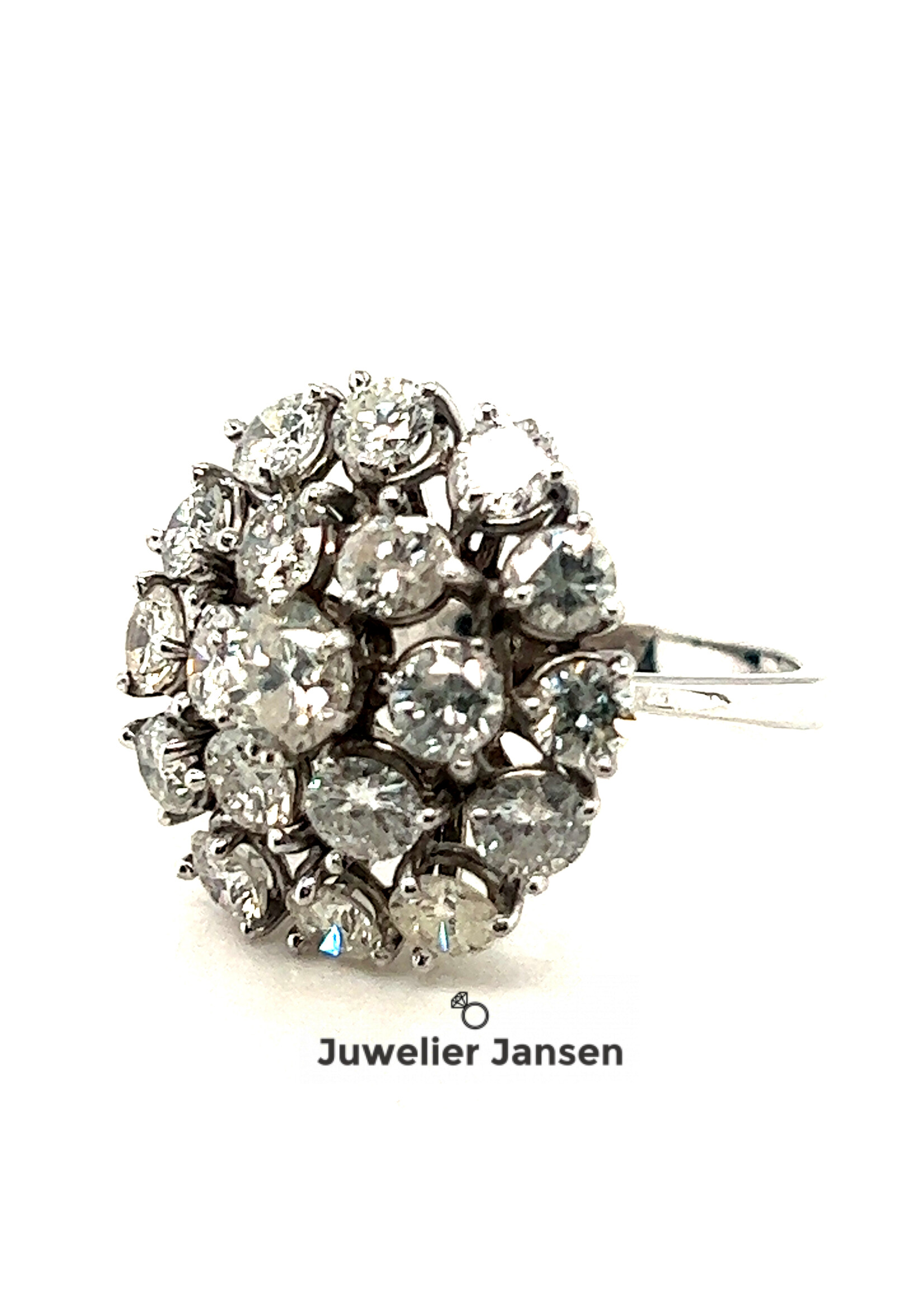 Vintage & Occasion Witgouden rozet ring met briljant ruim 3 karaat