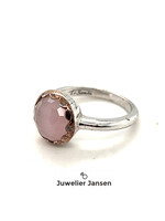 Vintage & Occasion Ti sento ring zilver  met roze vergulde zetting met rosekwarts
