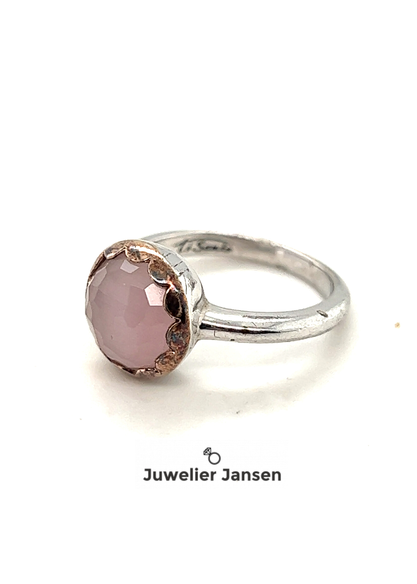 Vintage & Occasion Ti sento ring zilver  met roze vergulde zetting met rosekwarts