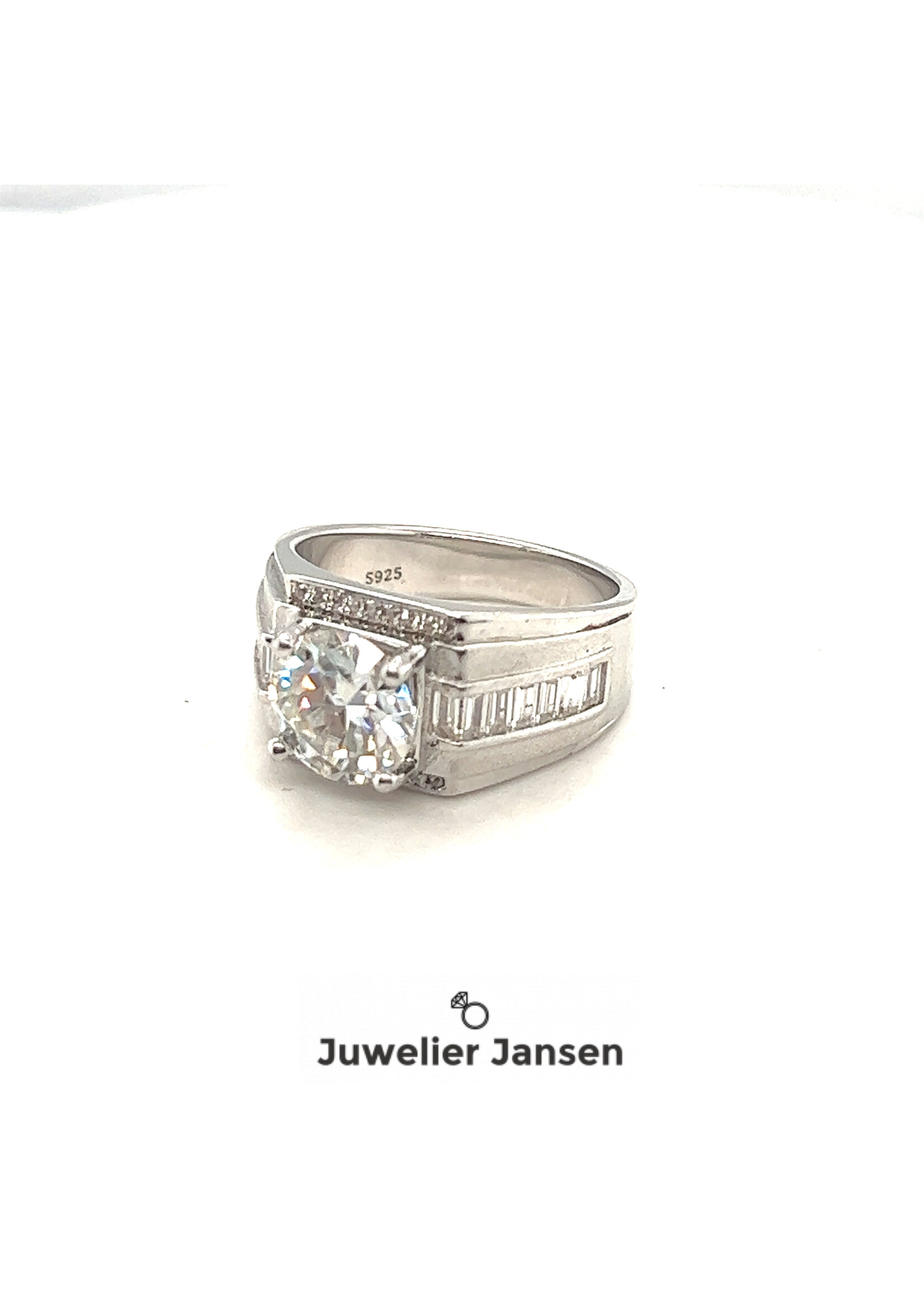 Cataleya jewels Zilveren ring met ronde en baguette zirkonia's