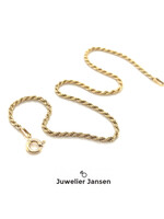Vintage & Occasion Occasion zilveren goldplated koord enkelbandje 25cm